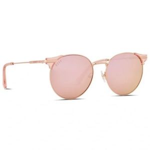 DIFF Shine On Sunglasses Rose Gold Frame Cherry Blossom Mirror Lens NEW
